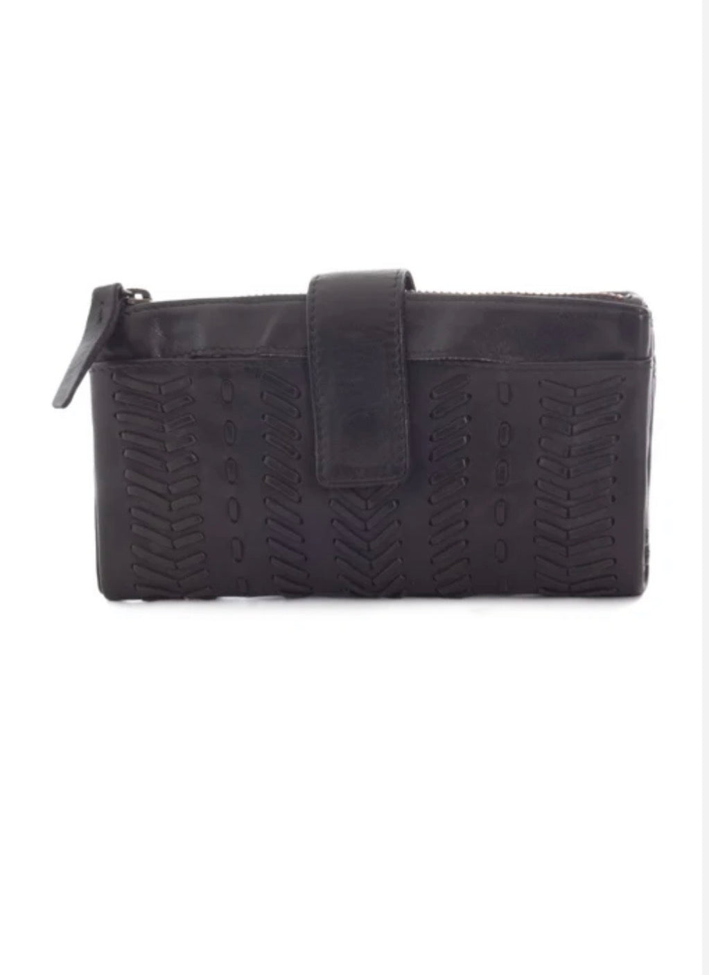 ARDROSSAN BRAIDED DETAIL LGE LEATHER TAB WALLET- A-0024-BLK- NEW IN