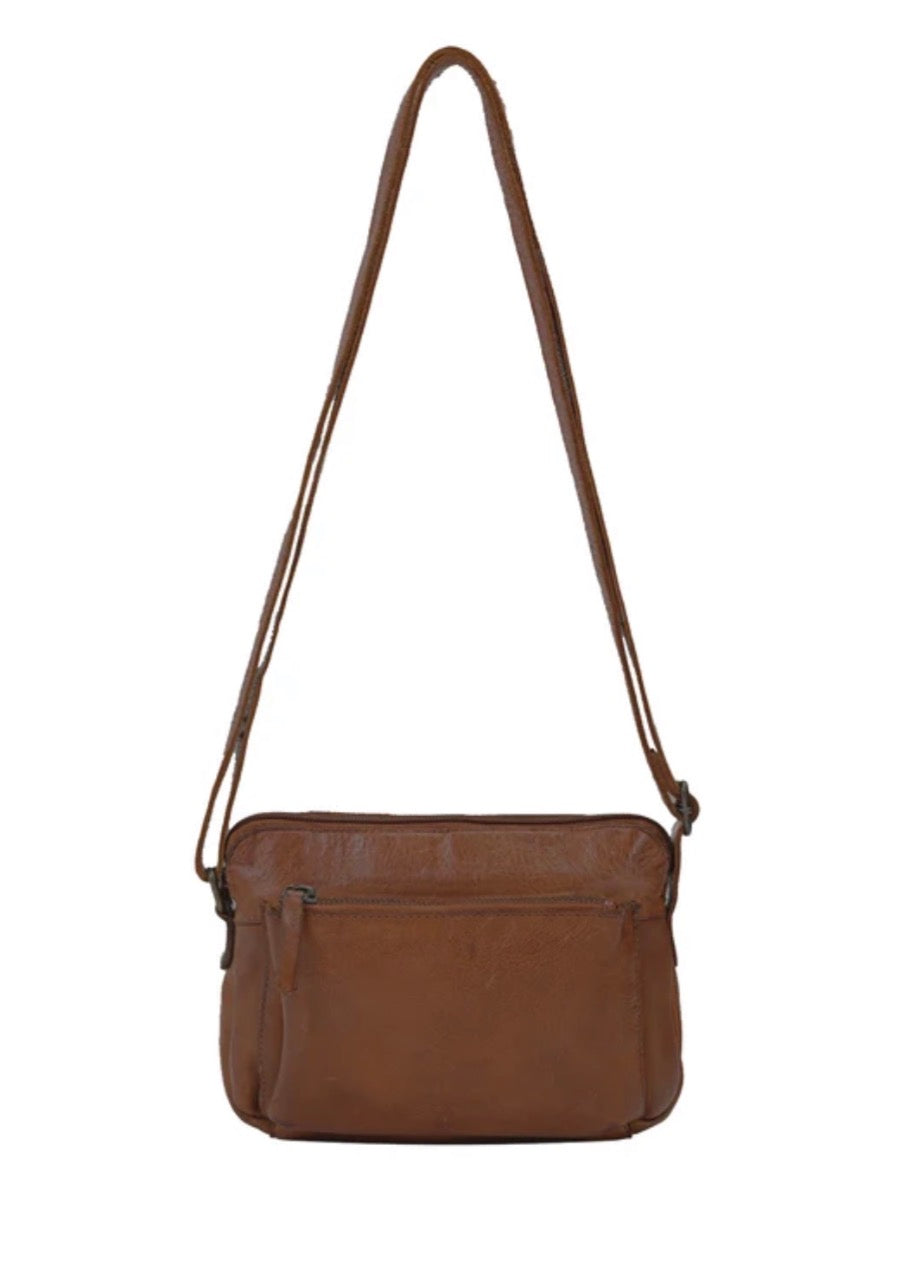 BROOME SML LEATHER XBODY BAG- A-0005-COGNAC- NEW IN