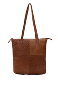 LONGREACH PANELLED LEATHER TOTE BAG- A-0002-COGNAC- NEW IN