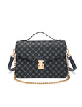 NAPLES TRIPLE COMPARTMENT BAG W/ CHAIN DETAIL AND ADJUSTABLE XBODY STRAP - NAVY