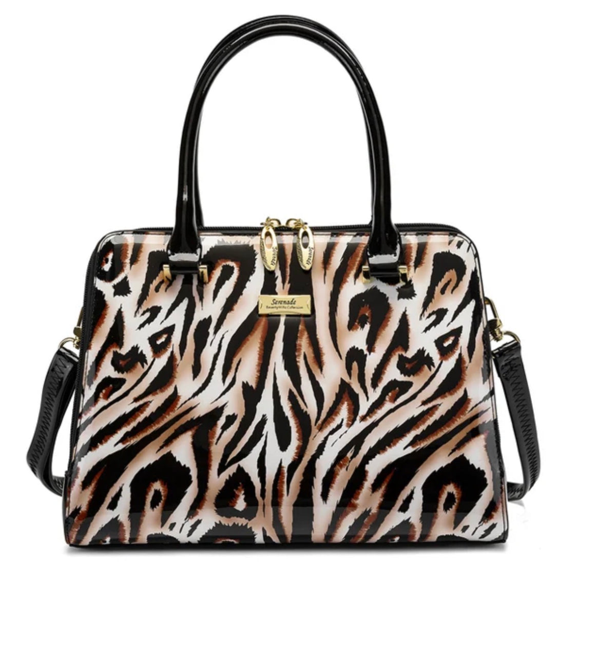 COUGAR PATENT LEATHER HANDBAG - COUGAR PRINT