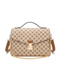 NAPLES TRIPLE COMPARTMENT BAG W/ CHAIN DETAIL AND ADJUSTABLE XBODY STRAP - BEIGE