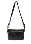 LOXTON MULTICOMPARTMENT LEATHER XBODY BAG- A-0017-BLK- NEW IN