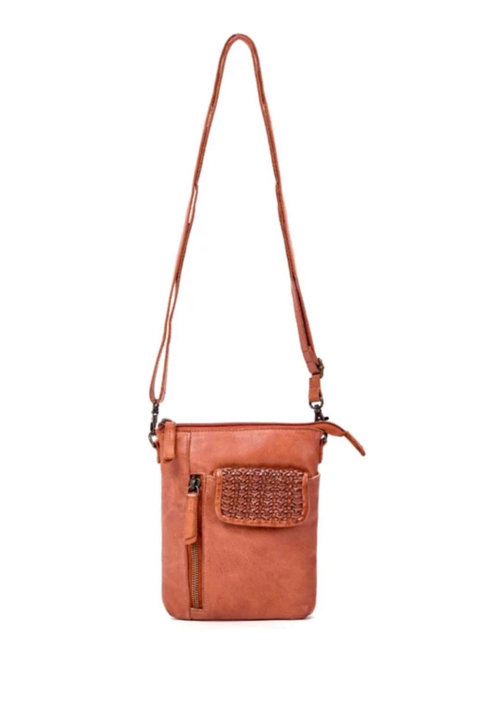 BATHURST LEATHER XBODY BAG- A-0016-TAN- NEW IN