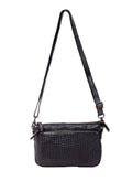RENMARK WOVEN DETAIL LEATHER XBODY BAG- A-0018-BLK- NEW IN