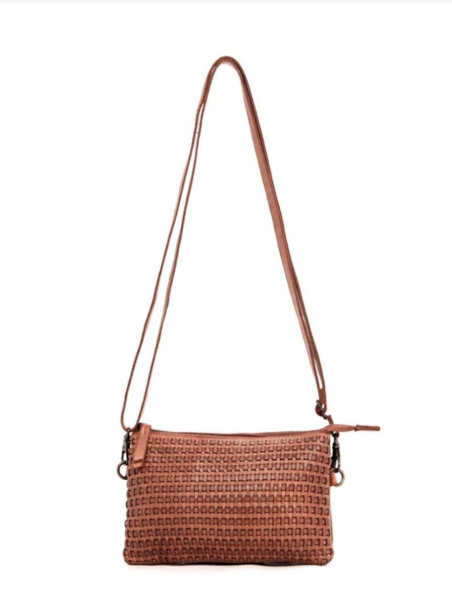 BOWRAL LASER CUT CROSS BODY STRAP W/ STUDS - Tan