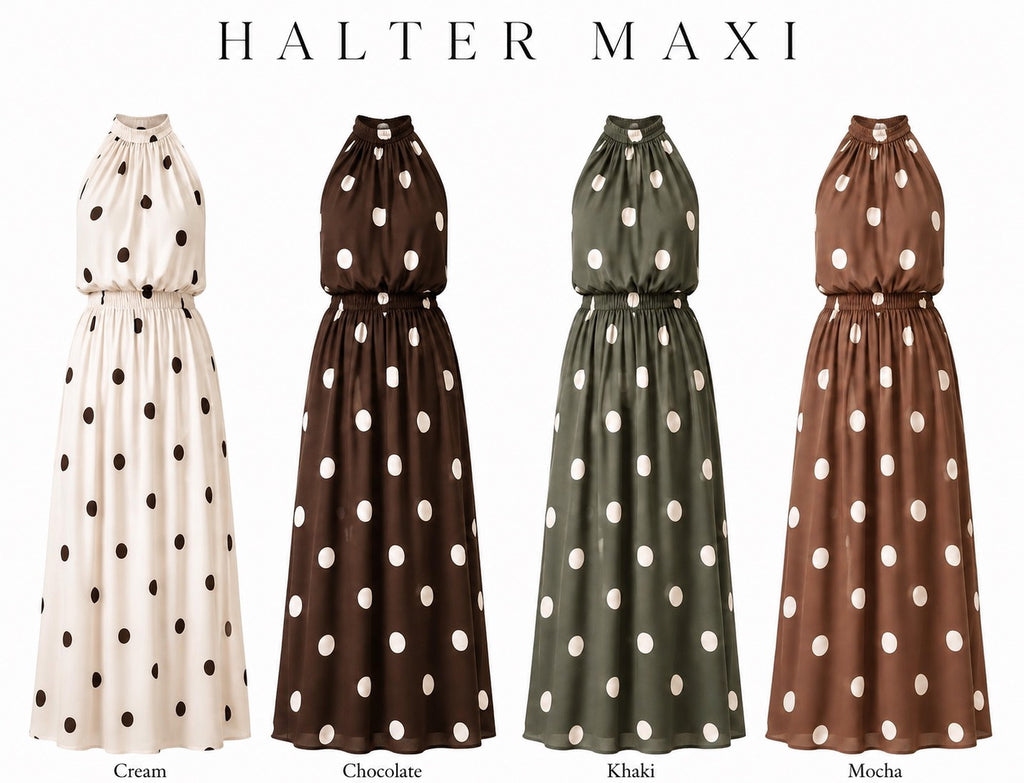 Halter Maxi Dress Khaki