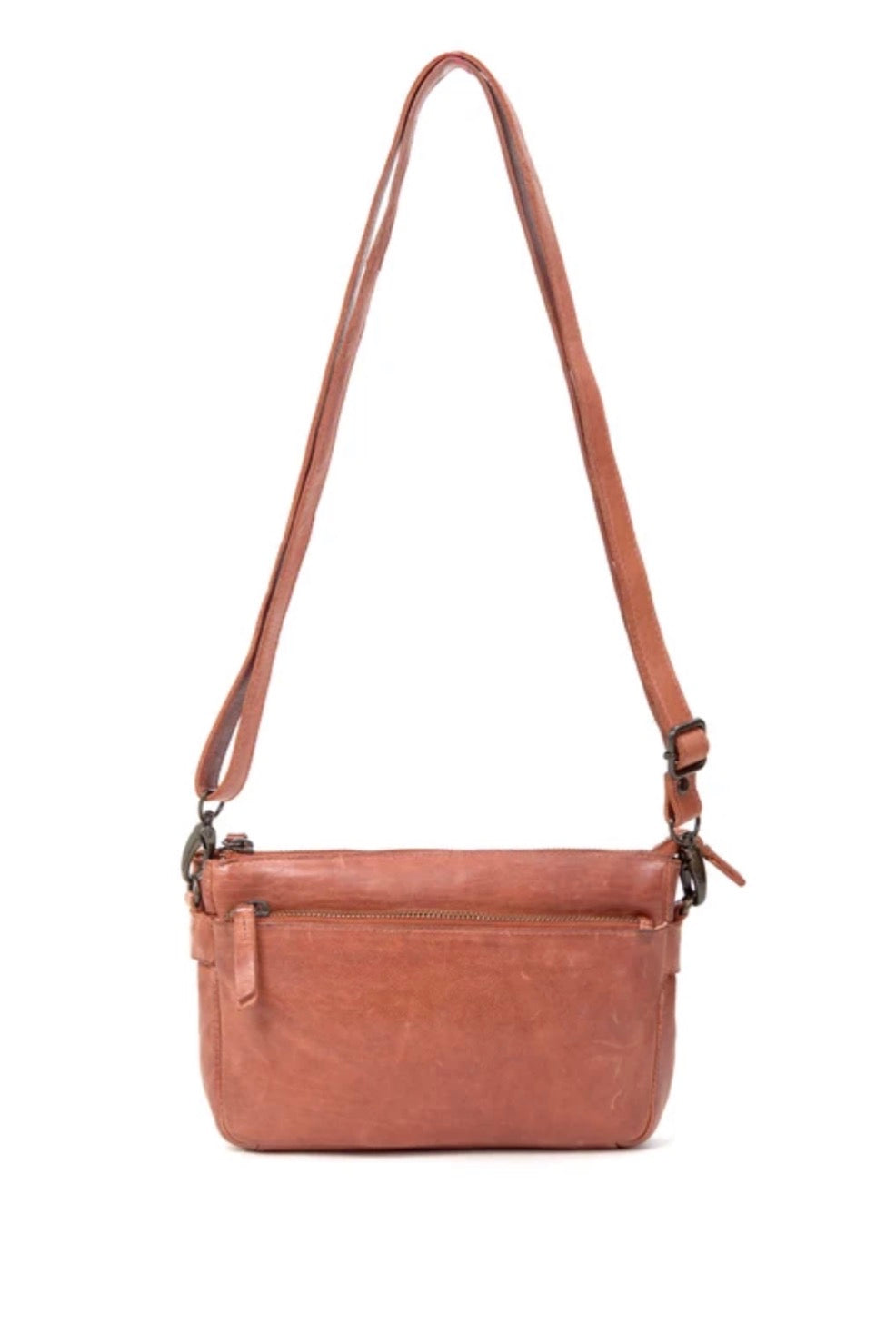 LOXTON MULTICOMPARTMENT LEATHER XBODY BAG- A-0017-TAN- NEW IN