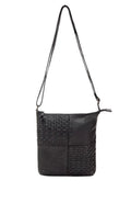 KALGOORLIE WOVEN PANELLED LEATHER XBODY BAG- A-0001-BLACK- NEW IN