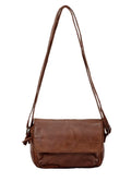 ESPERANCE SML FLAPOVER LEATHER XBODY BAG-A-0004-COGNAC- NEW IN