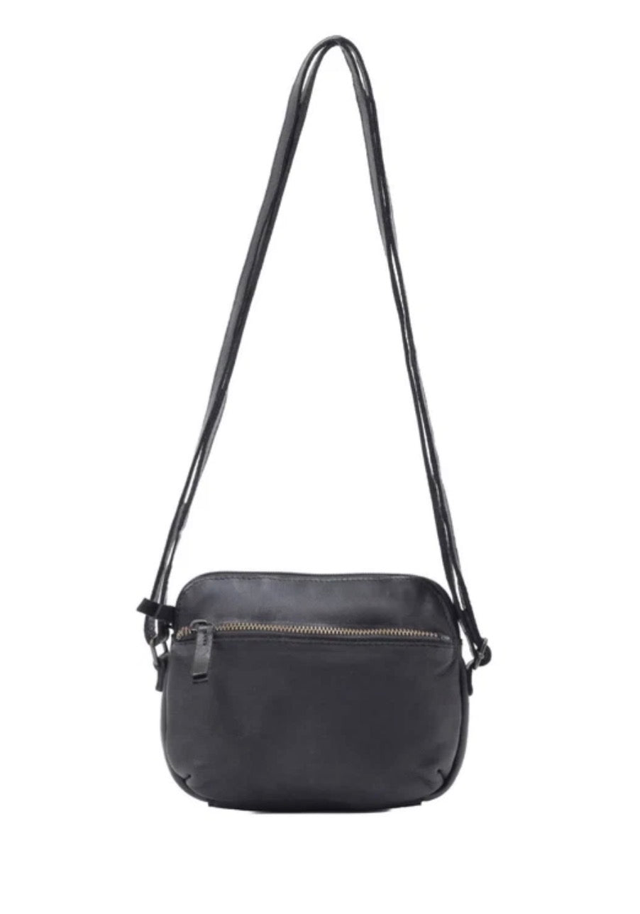 BONDI SML LEATHER XBODY BAG- A-0006-BLACK- NEW IN