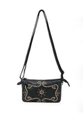 FITZROY STUDDED CROSS BODY BAG W/ ADJUSTABLE STRAP - BLACK