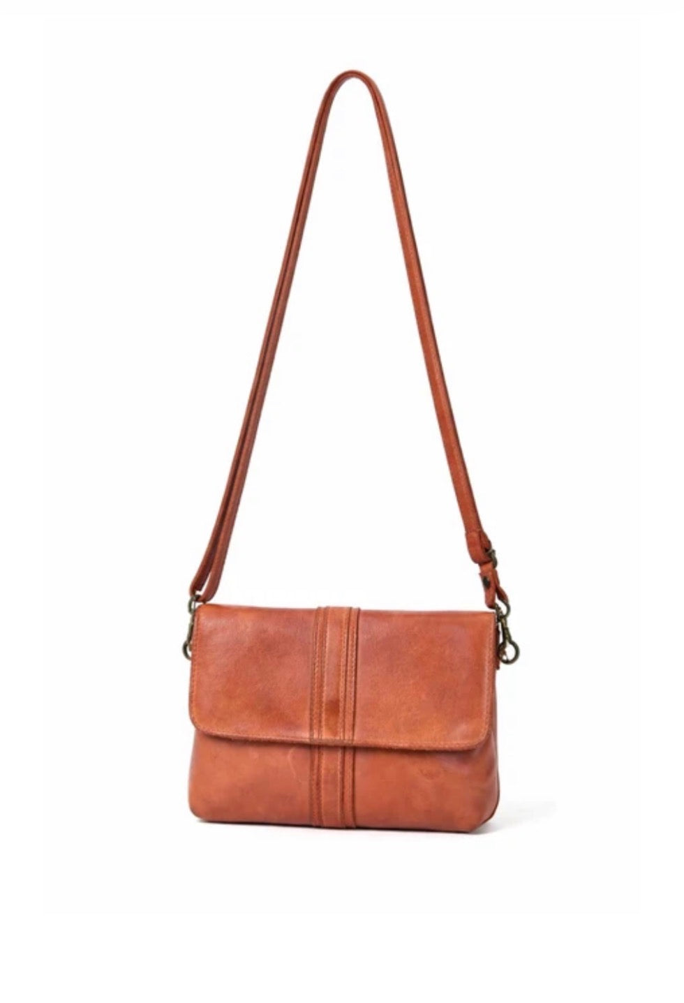 TULLY FLAP OVER LEATHER XBODY BAG- A-0015-TAN- NEW IN