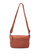 RENMARK WOVEN DETAIL LEATHER XBODY BAG- A-0018-TAN- NEW IN